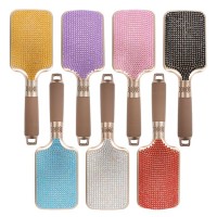 Custom LogoGirls New Pretty Candy Antique Anti Frizz Rhinestone Glitter Liquid Hair Color Brush Kit And Flat Iron Bling Comb Set